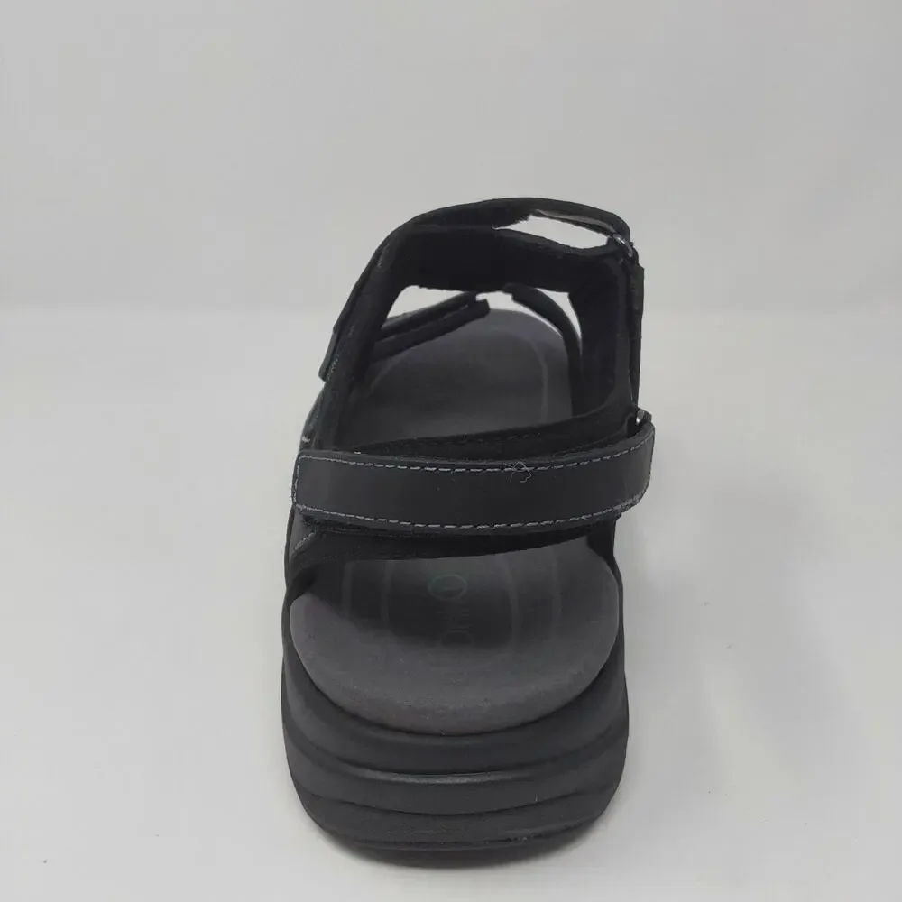 Orthofeet Men's Gemini 566 Black Leather Orthopedic Walking Sandals US 10 NWB